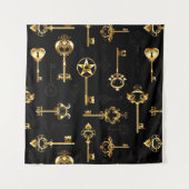 Naadloos patroon met gouden sleutels wandkleed (Voorkant)