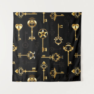 Naadloos patroon met gouden sleutels wandkleed