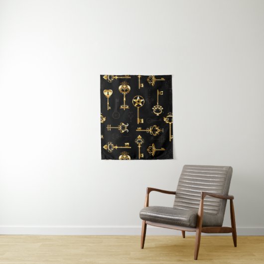 Naadloos patroon met gouden sleutels wandkleed (In situ)