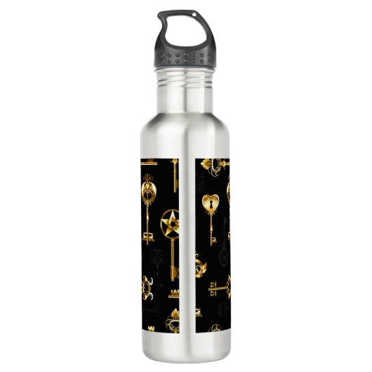 Naadloos patroon met gouden sleutels waterfles  (Achterkant)