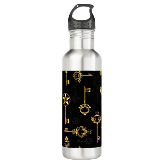 Naadloos patroon met gouden sleutels waterfles  (Voorkant)