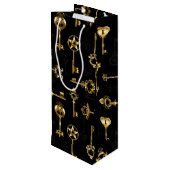 Naadloos patroon met gouden sleutels wijn cadeautas (Achterkant Gekanteld)