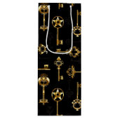 Naadloos patroon met gouden sleutels wijn cadeautas (Voorkant)