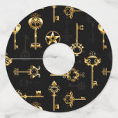 Naadloos patroon met gouden sleutels wijnglaslabel (Achterkant)