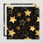 Naadloos patroon met gouden sterren aankondiging (Voorkant / Achterkant)