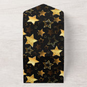 Naadloos patroon met gouden sterren all in one uitnodiging (Buitenkant)