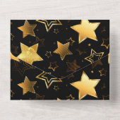 Naadloos patroon met gouden sterren all in one uitnodiging (Achterkant)