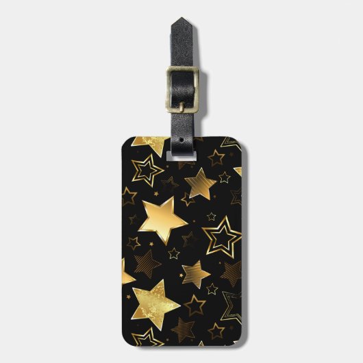 Naadloos patroon met gouden sterren bagagelabel (Voorkant verticaal)