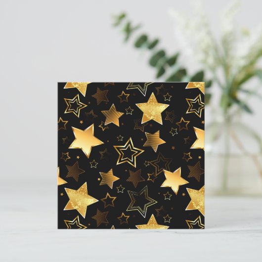 Naadloos patroon met gouden sterren bedankkaart (Staand voorkant)