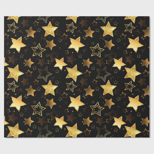 Naadloos patroon met gouden sterren cadeaupapier (Vlak)