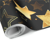 Naadloos patroon met gouden sterren cadeaupapier (Rol Hoek)
