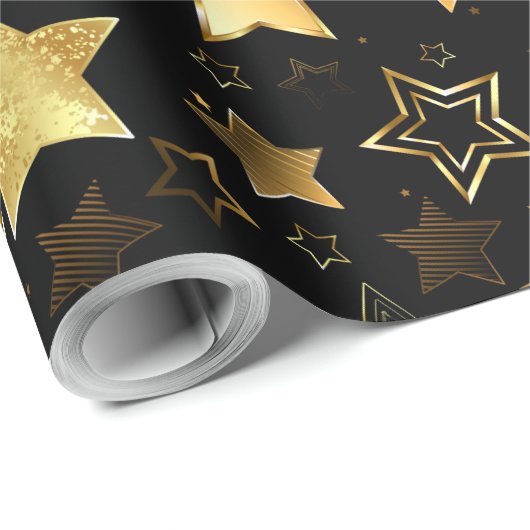Naadloos patroon met gouden sterren cadeaupapier (Rol Hoek)
