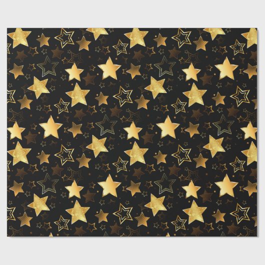 Naadloos patroon met gouden sterren cadeaupapier (Vlak)