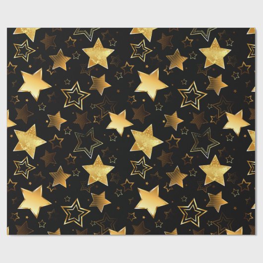 Naadloos patroon met gouden sterren cadeaupapier (Vlak)