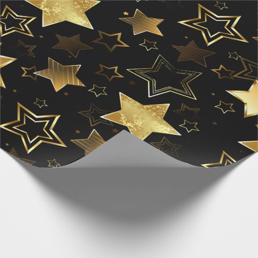 Naadloos patroon met gouden sterren cadeaupapier (Hoek)