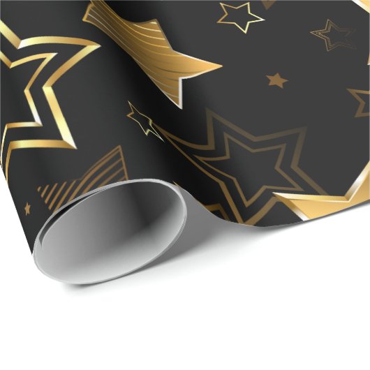 Naadloos patroon met gouden sterren cadeaupapier (Rol Hoek)