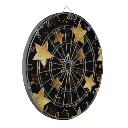 Naadloos patroon met gouden sterren dartbord (Voorkant Links)