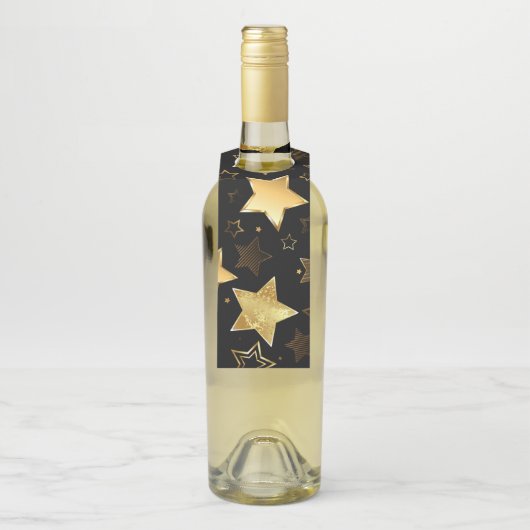 Naadloos patroon met gouden sterren flessenhanger (Op fles)