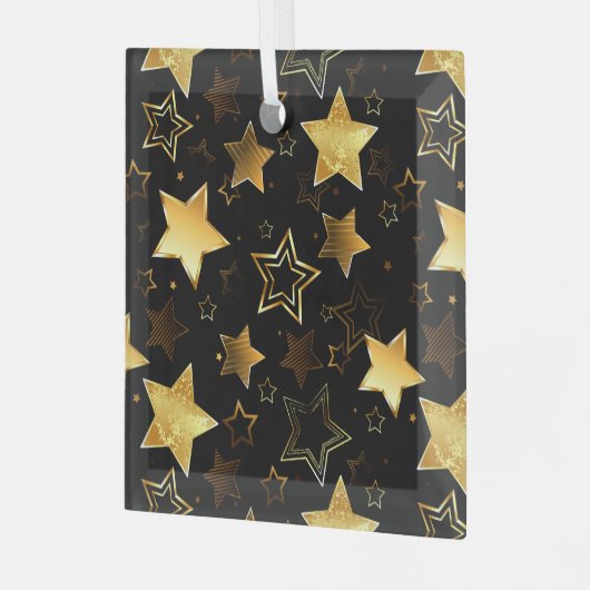 Naadloos patroon met gouden sterren glas ornament (Voorkant links)