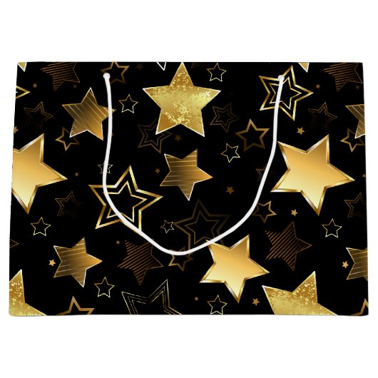 Naadloos patroon met gouden sterren groot cadeauzakje (Voorkant)