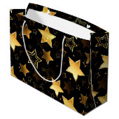 Naadloos patroon met gouden sterren groot cadeauzakje (Achterkant Gekanteld)
