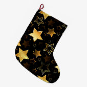 Naadloos patroon met gouden sterren grote kerstsok (Voorkant (Hangend))