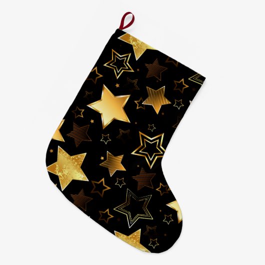 Naadloos patroon met gouden sterren grote kerstsok (Voorkant (Hangend))