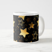 Naadloos patroon met gouden sterren grote koffiekop (Voorkant rechts)