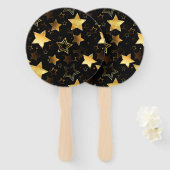 Naadloos patroon met gouden sterren handwaaier (Voorkant en achterkant)