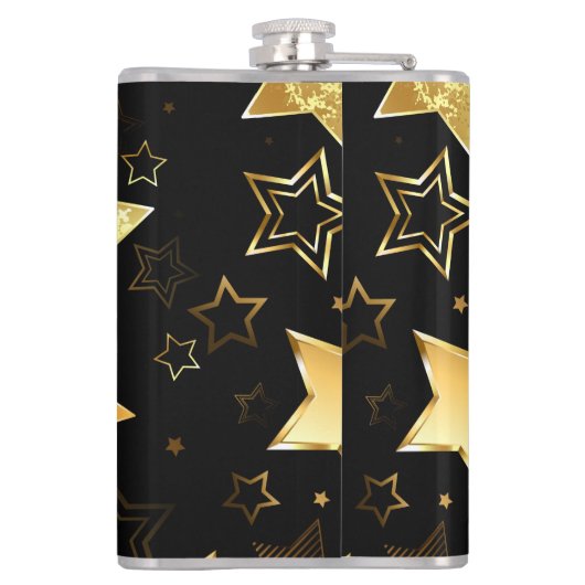 Naadloos patroon met gouden sterren heupfles (Achterkant)