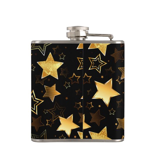 Naadloos patroon met gouden sterren heupfles (Achterkant)