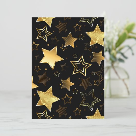 Naadloos patroon met gouden sterren kaart (Staand voorkant)