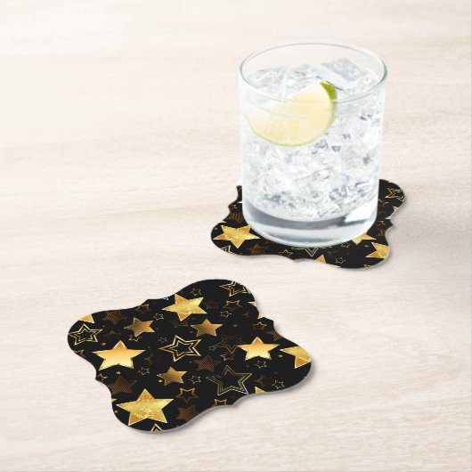 Naadloos patroon met gouden sterren kartonnen onderzetters (Insitu)