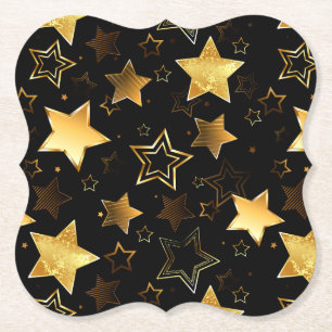 Naadloos patroon met gouden sterren kartonnen onderzetters