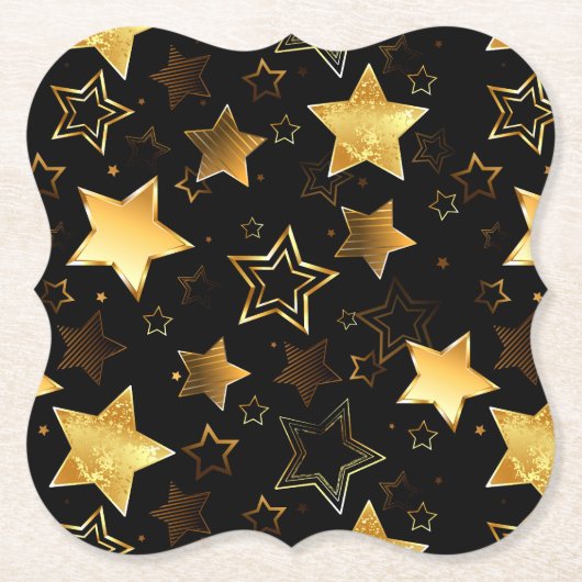 Naadloos patroon met gouden sterren kartonnen onderzetters (Voorkant)