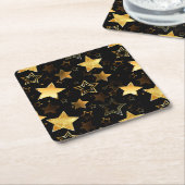 Naadloos patroon met gouden sterren kartonnen onderzetters (Schuin)