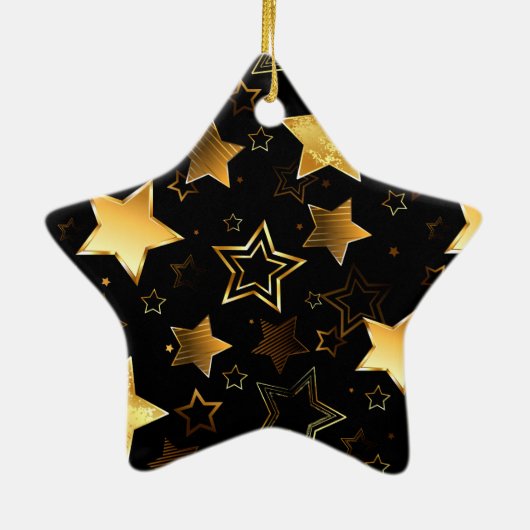 Naadloos patroon met gouden sterren keramisch ornament (Achterkant)