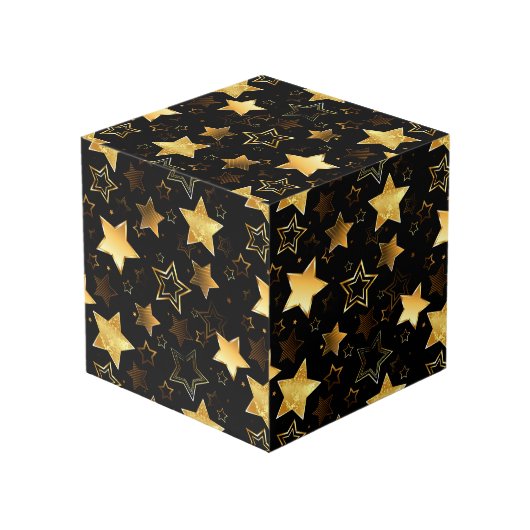 Naadloos patroon met gouden sterren kubus (Achter hoekig)