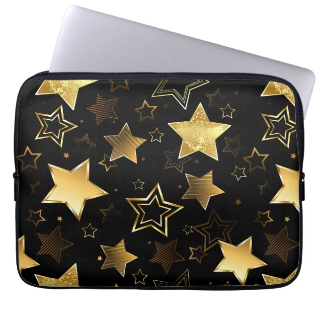 Naadloos patroon met gouden sterren laptop sleeve (Voorkant)