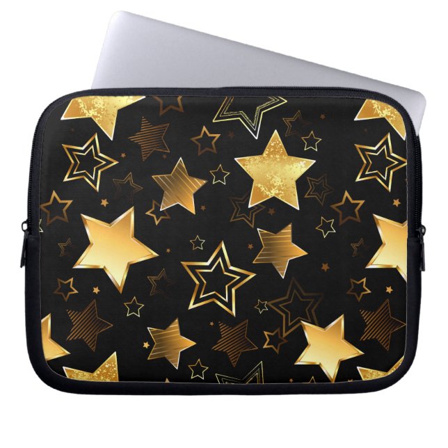 Naadloos patroon met gouden sterren laptop sleeve (Voorkant)