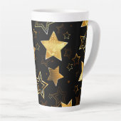 Naadloos patroon met gouden sterren latte mok (Rechterhoek)
