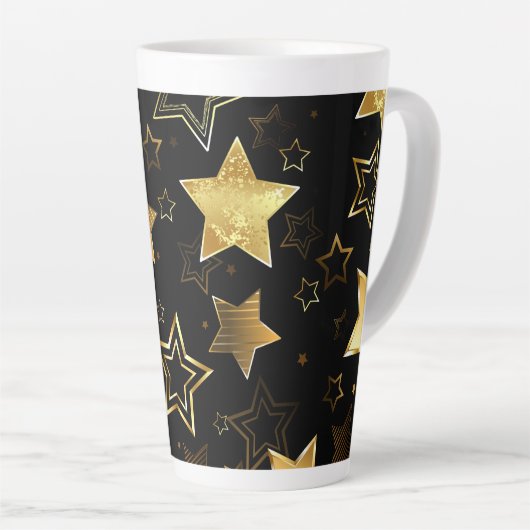 Naadloos patroon met gouden sterren latte mok (Rechterhoek)