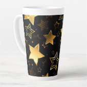 Naadloos patroon met gouden sterren latte mok (Linkerhoek)