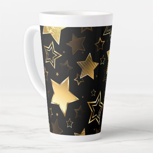 Naadloos patroon met gouden sterren latte mok (Linkerhoek)