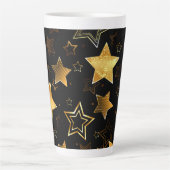 Naadloos patroon met gouden sterren latte mok (Voorkant)