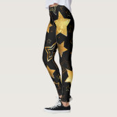 Naadloos patroon met gouden sterren leggings (Links)