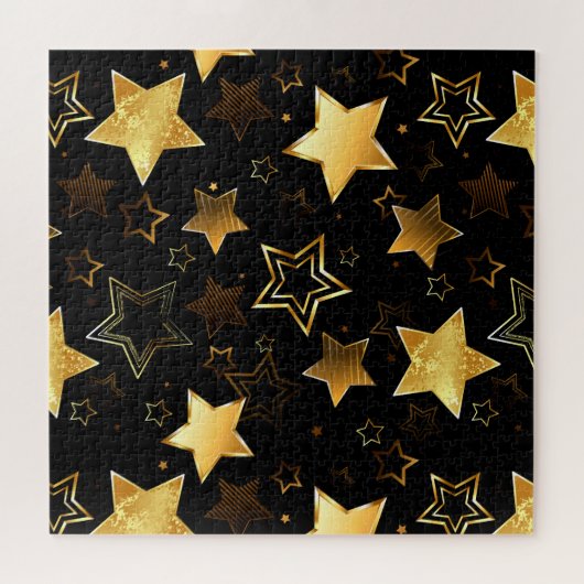 Naadloos patroon met gouden sterren legpuzzel (Horizontaal)