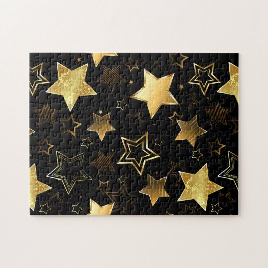 Naadloos patroon met gouden sterren legpuzzel (Horizontaal)