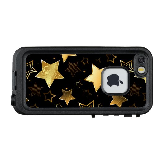 Naadloos patroon met gouden sterren LifeProof iPhone hoesje (Achterkant (horizontaal))