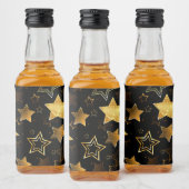 Naadloos patroon met gouden sterren likeurfles etiket (Flessen)